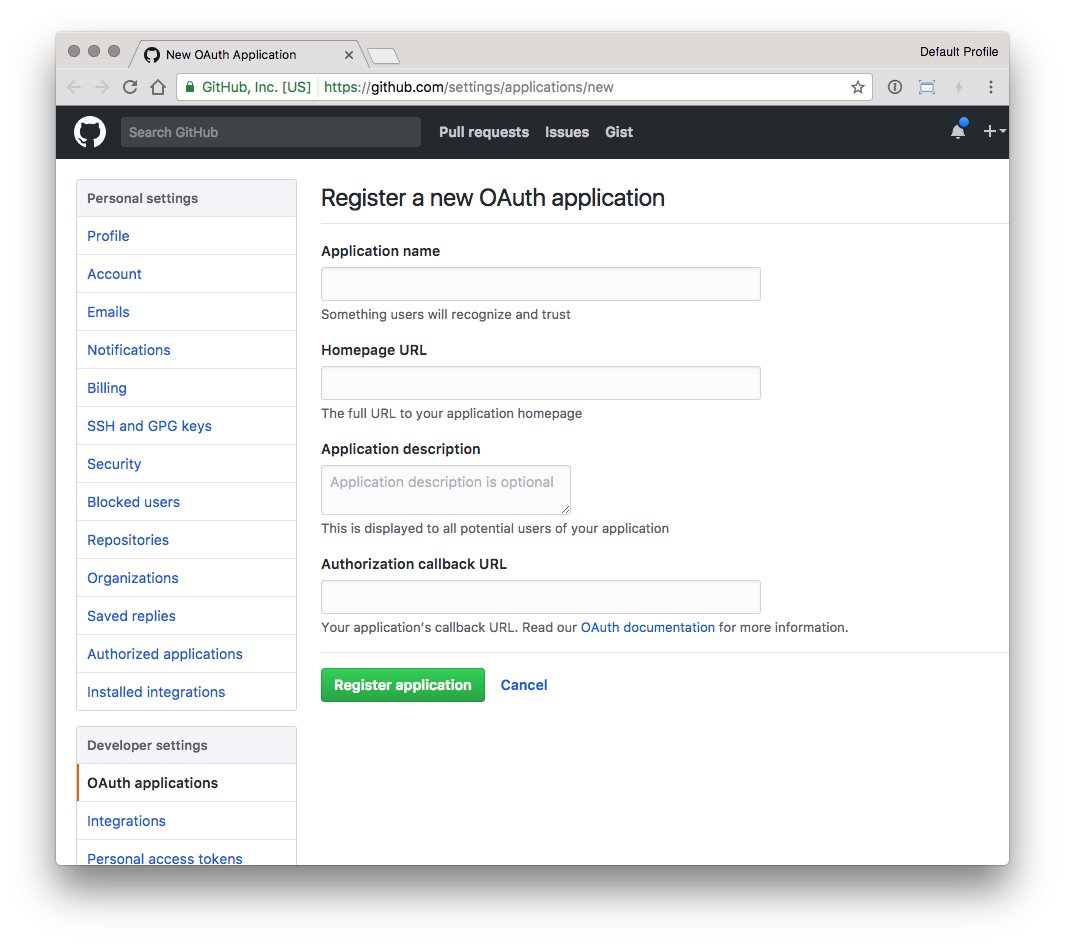 Register OAuth2 Application